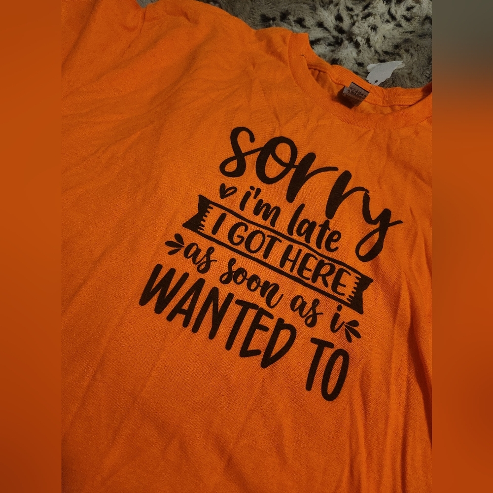 New Neon Orange Late Tshirt LARGE